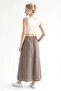 Women's Midi Skirt with Elastic Waist and Pocket Detail, High Waist - 5