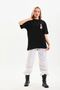 Women's Short Sleeve Summer T-Shirt Crew Neck Printed Oversize T-Shirt - Black - 3