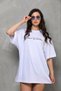 Women's Short Sleeve Summer T-Shirt Crew Neck Printed Oversize T-Shirt - White