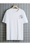 Minimalist Drawing Father and Baby Themed Unisex Design T-Shirt with Printed Back, Crew Neck, Cotton, Oversize, Comfortable Cut T-Shirt - 2