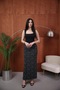 Beulwess Women's Maxi Length Elastic Waist Tulle Dark Gray Patterned Skirt - 2