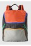 Men's red color block backpack with lid