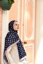 Lara Polka Dot Patterned Shawl Navy Blue - 4