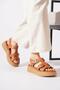 Liona Double Buckle Genuine Leather Women's Sandals Tan Skin - 4