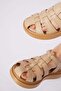 Tolas Caged Buckle Genuine Leather Women's Sandals Beige Skin - 4