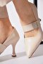Nunas elastic weft bejeweled women's stiletto beige skin - 4