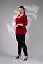 Women's Plus Size Double Breasted Knitwear Blouse Red - 5