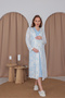 Blue Lace Design Strappy Cotton Maternity Nightgown-2-Piece Set - 5