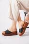 Bolesa Lazer Printed Genuine Leather Women's Orthopedic Slippers Black Skin - 3