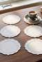 6 Pieces of White Embroidered Dowry Napkins for Coffee and Cocktail Presentation