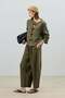 Khaki Linen Blend Ornate Button Women's Suit - 2