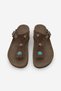 Women's Genuine Leather Eva Sole Buckle Flip-Flops Casual Slippers Vizon Brown Suede - 6