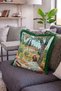 Italian Countryside Picnic Illustrated Fringed Throw Pillow Cover - Vintage Summer Pillowcase with Green Tassels - 2