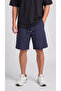 Navy Blue Parachute Fabric (Woven) Shorts with Back Pockets and Zipper Bermuda