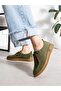 Zeze Khaki Green Genuine Suede Leather Women's Loafer - 5