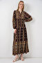Women's Patterned Long Hijab Dress 1155 - Plain Brown