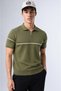 Men's Striped Detailed Knitwear Green Polo Neck T-Shirt