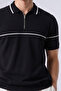 Men's Striped Detailed Knitwear Black Polo Neck T-Shirt - 6