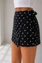 Women's Polka Dot Belted Wrap Mini Skirt Shorts - 3