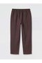 New Season from Güli̇s Gi̇yi̇m Brown Elastic Waist Carrot Cut Women's Linen Trousers - 6