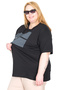 Mode XL Real Big Size Women's T-Shirt Bıs Collar Black U26124 Black - 3
