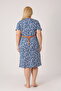Women's Plus Size 100% Cotton Combed Fabric Zipper Summer Dress / Blue-White 4099 - 7