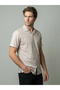 Men Beige Print Short Sleeve Cuban Collar Shirt - 3