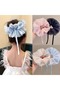 Embroidered Guipure Tulle Fabric Detailed 21 cm Adjustable French Bun, Ballerina, Bagel Bun Clip 1 Piece - 5