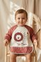 Leo Guard Waterproof Bib with Sleeves - Stain-Resistant Baby Feeding Bib with Pockets, Rusty Red Safari