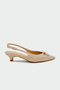 Paul Bow Detailed Women's Nude Patent Leather Heeled Shoes - 2