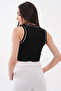 Women's Ribbed Detailed Knitted Crop Top Blouse - 8