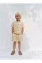Boy's Cotton Beige Muslin Shirt Shorts Set - 2