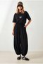 Women's Black m Detailed Blouse Shalwar Trousers Viscose Set Tkm-19000503 - 4