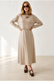 Women's Stone Inner Dress Top Blouse Modal Buttoned Dress Set Tkm-19000470 - 3