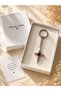 Metal Look Keychain with Red Stone Detail – Unisex Bag Accessory - 3