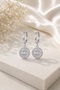 Silver Color Stainless Steel Baguette Zircon Stone Round Earrings - 3