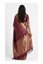 Nool Meera Burgundy Kanchipuram Silk Saree with Unstitched Blouse - 4