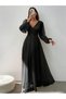Women's Double Breasted Collared Long Tulle Dress with Belt - 5