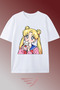 Unisex Sailor Moon Anime Printed Oversize Crew Neck Cotton Casual Combed Cotton T-Shirt