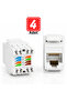 MN117C RJ45 كيستون جاك CAT6 لوحة توصيل ووحدة مقبس شبكة - 4 قطع