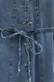 Shirt Collar Belted Half Buttoned Long Denim Dress - Ice Blue - 6