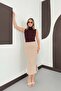 Norawess Women's Slim Fit Soft Flexible Fabric Wide Ribbed Elegant Skirt - 2
