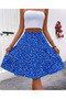 Women's Elastic Waist Layered Flared Skirt Viscose Cotton Fabric Boyy 55 cm