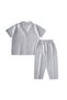 Pocket Embroidered Shirt Trousers Linen Set 2-7 Years Blue - 2