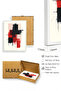 White Wooden Framed Abstract Geometric Pattern Painting - Red-Black |   Huhu1200 - 2