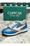 Genuine Leather Gray Blue White Combination Handmade Casual Sports Men's Shoes Prague - 6