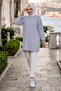 Striped Combed Cotton Tunic Gray Hm2917 - 3