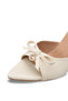 Meet Women's Beige Satin Bow Detailed Pointed Toe 7 cm Thin Heeled Mule Slippers - 3