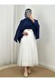 Alis Front Shawl Bat Sleeve Blouse-Ml038 Navy Blue - 2