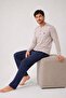 Men's Long Sleeve 100% Cotton Pajama Set Beige - 5